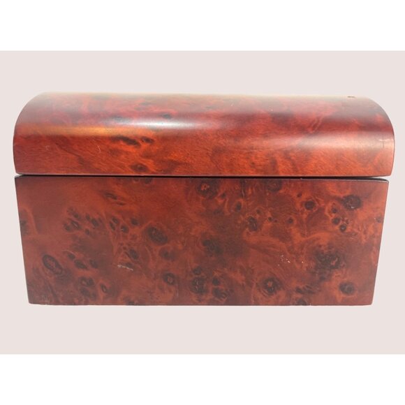 Beautiful Faux Wood Box Hinged Lined with a Soft Brown Velvet Interior - Picture 1 of 7